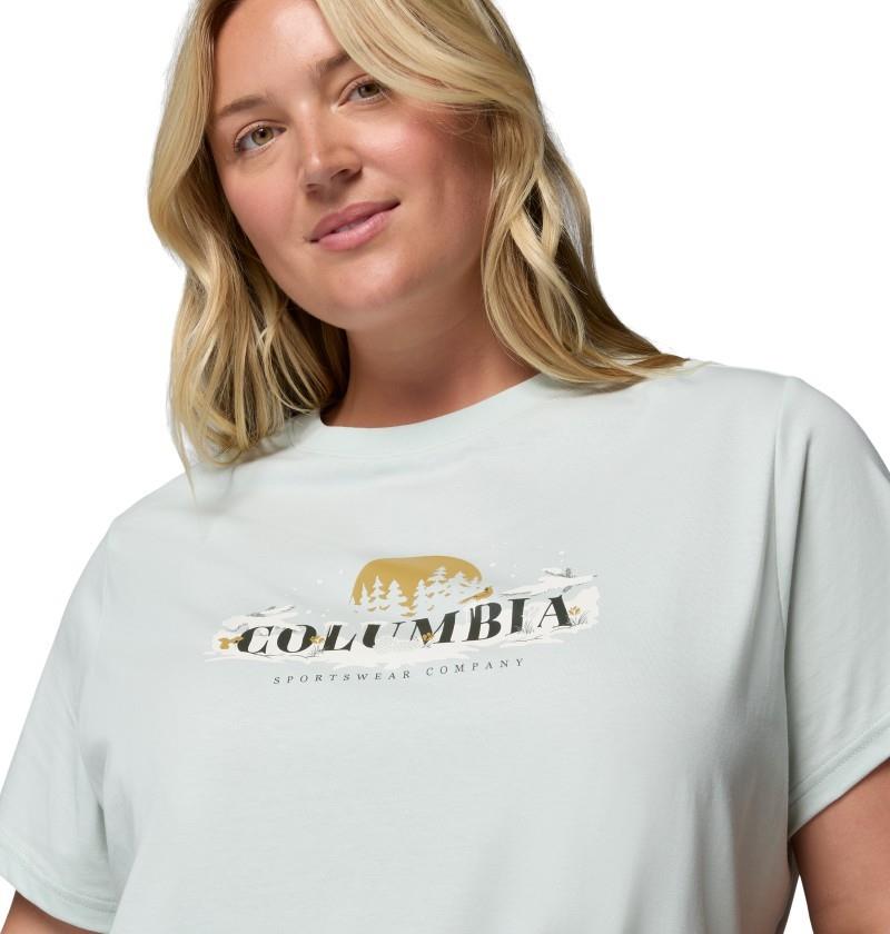 Rolling Bend Seasonal Graphic Tee, Extended - Womens - tea light / hike happy 1