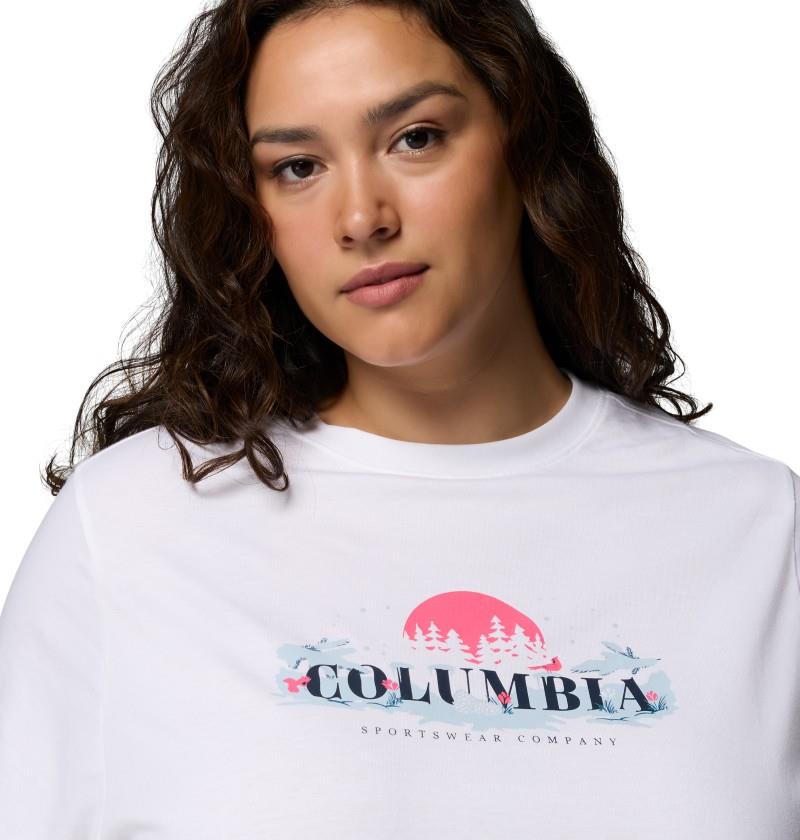 Rolling Bend Seasonal Graphic Tee, Extended - Womens - white / hike happy 1