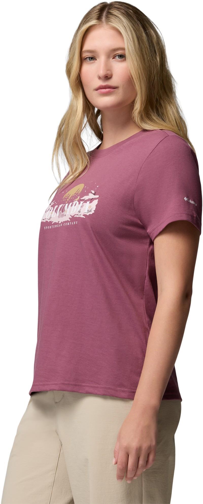 Rolling Bend Seasonal Graphic Tee - Womens - antique mauve / hike happy 1