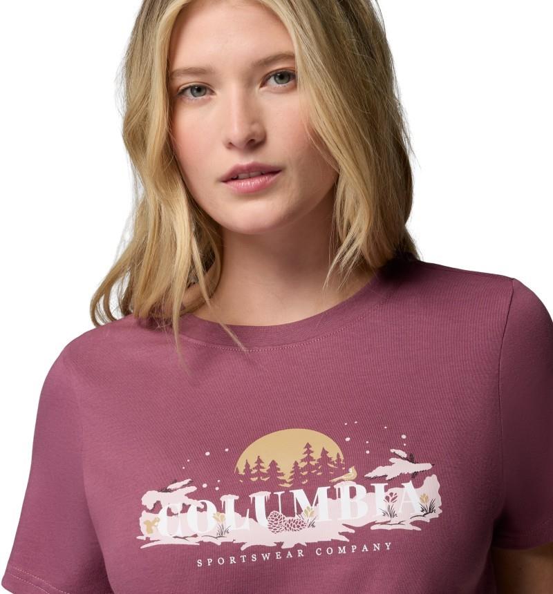 Rolling Bend Seasonal Graphic Tee - Womens - antique mauve / hike happy 1