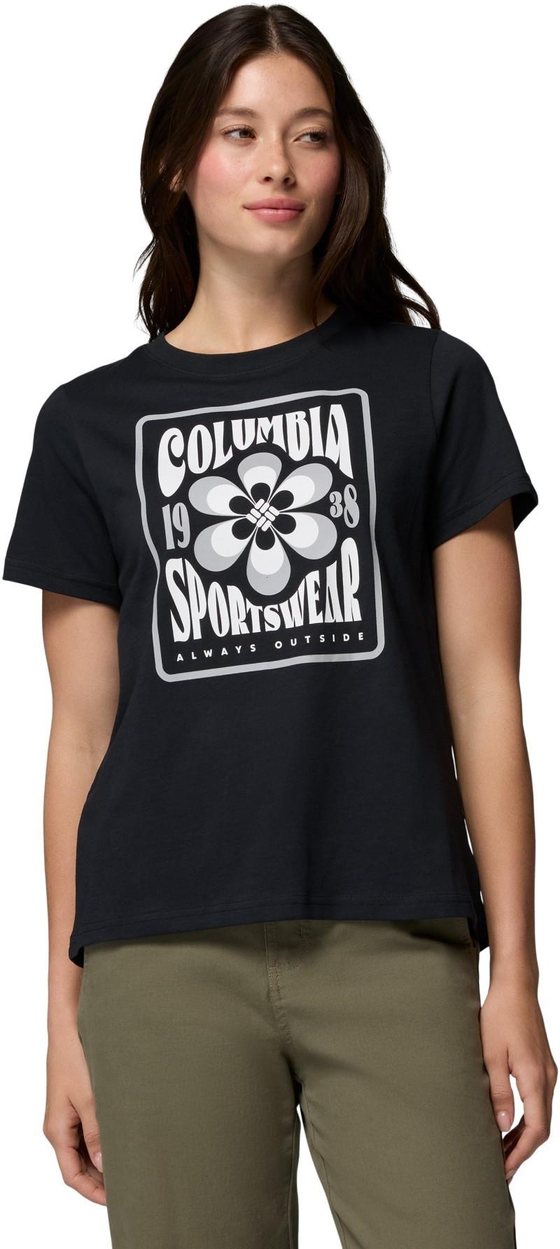 Rolling Bend Seasonal Graphic Tee - Womens - black / flower power badge 1