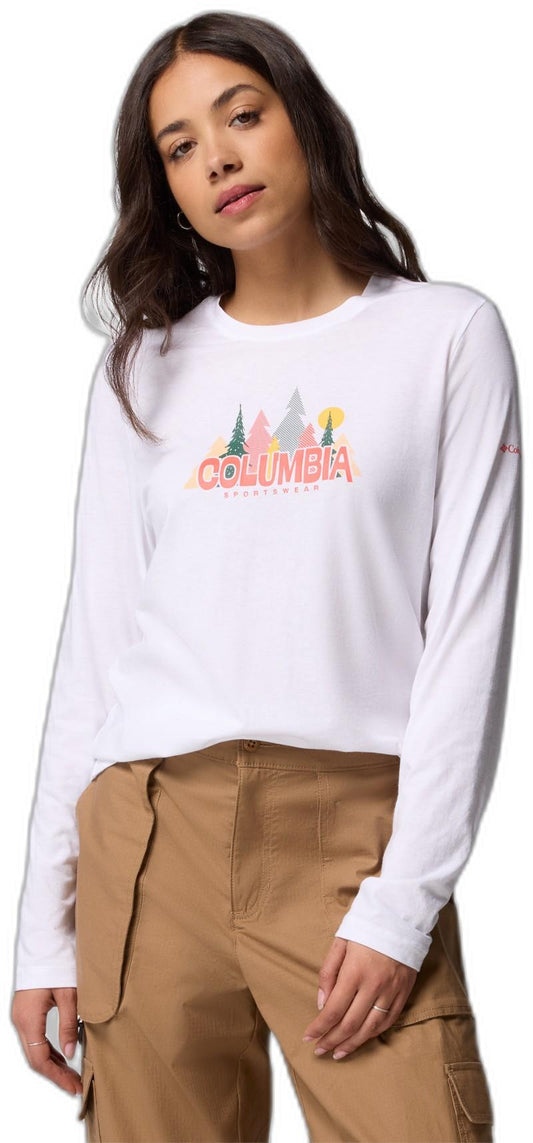 Ruby Springs Graphic LS Tee - Womens - white / colorful treescape 1