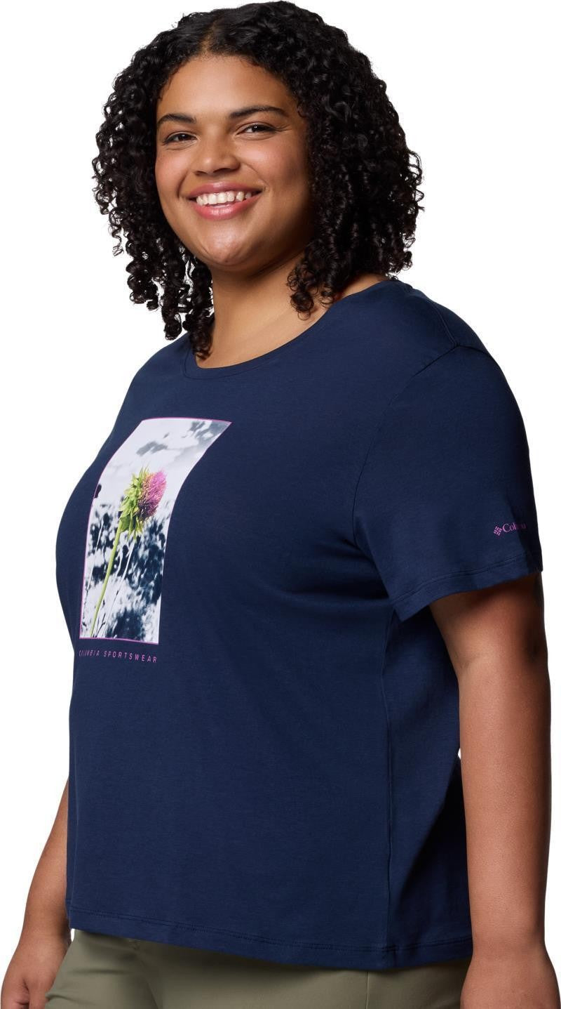 Ruby Springs Graphic Scoop Neck SS, Extended - Womens - collegiate navy / wanderlust floral 1