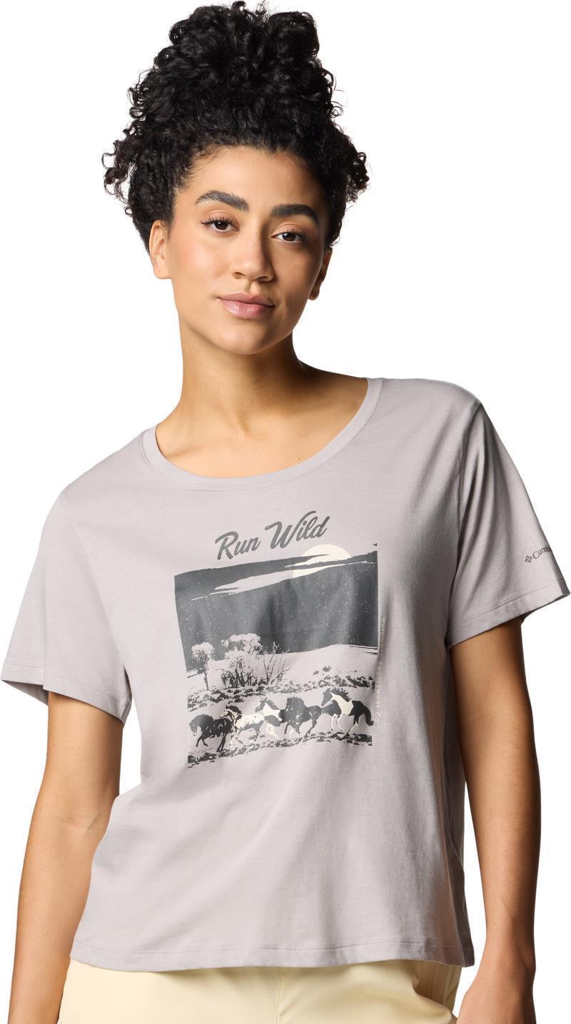 Ruby Springs Graphic Scoop Neck SS - Womens - columbia grey heather / running free 1