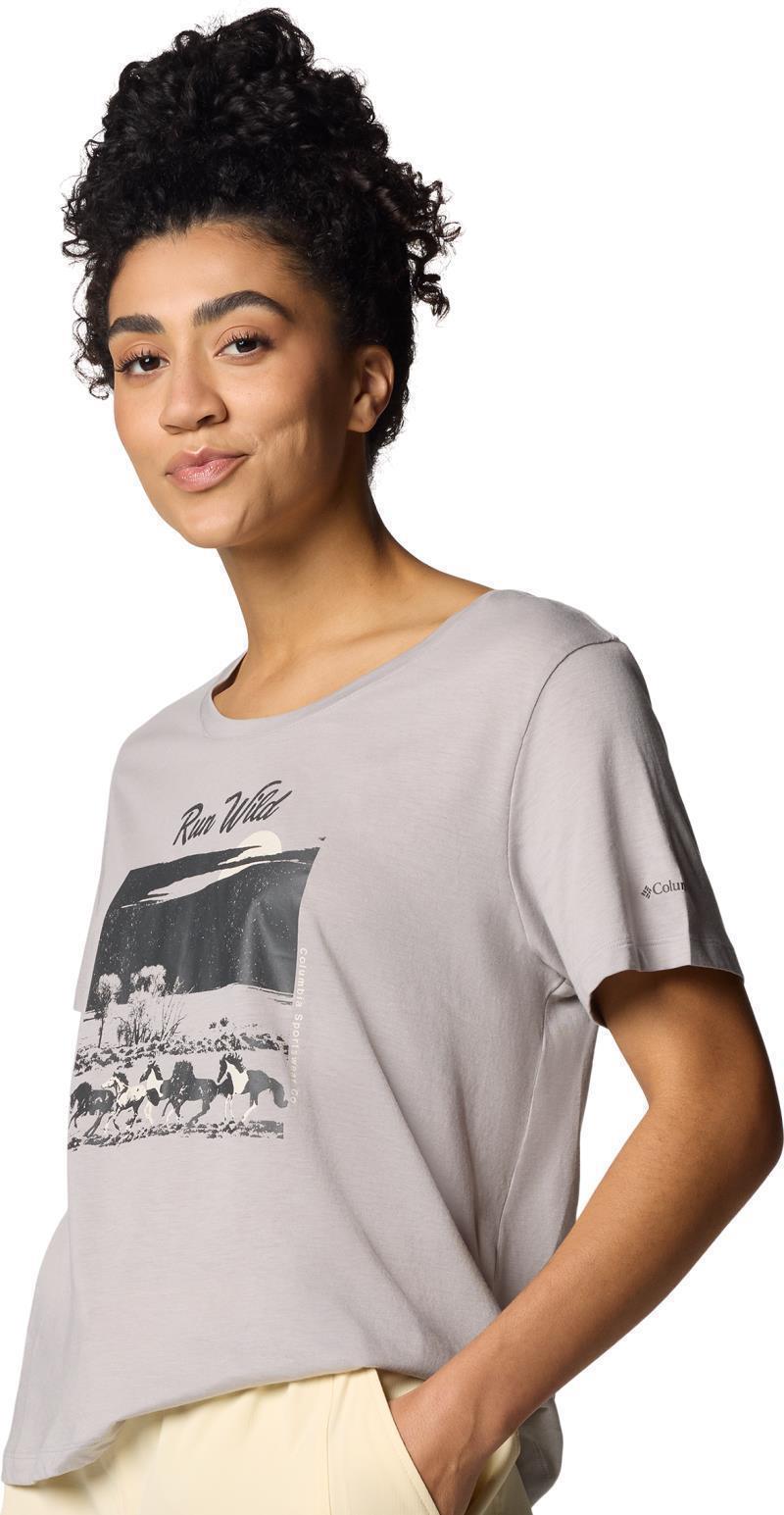Ruby Springs Graphic Scoop Neck SS - Womens - columbia grey heather / running free 1