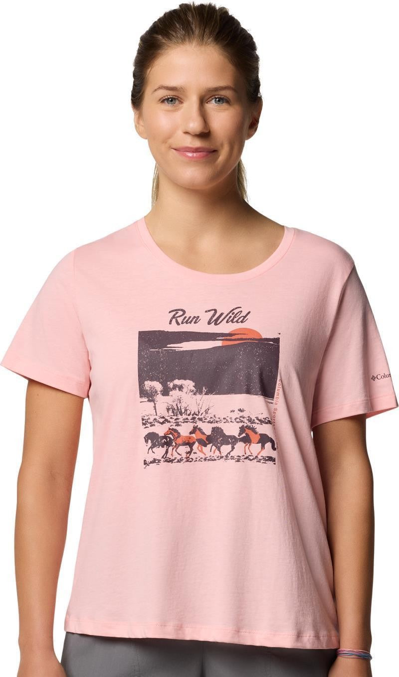 Ruby Springs Graphic Scoop Neck SS - Womens - pink sand / running free 1