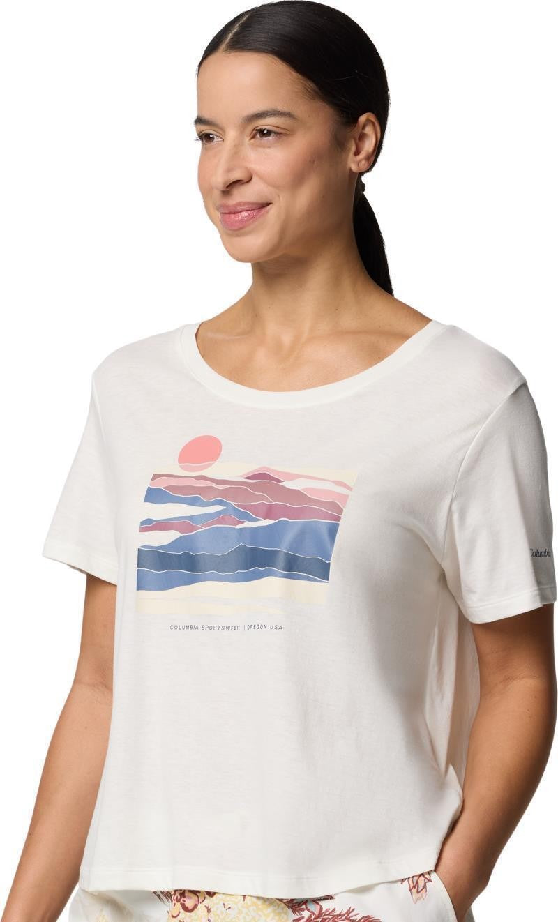 Ruby Springs Graphic Scoop Neck SS - Womens - sea salt / foggy hillscape 1