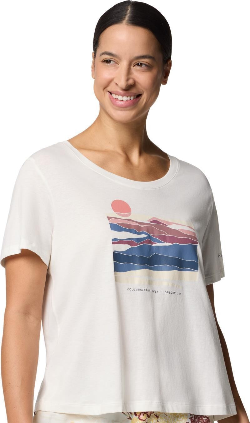 Ruby Springs Graphic Scoop Neck SS - Womens - sea salt / foggy hillscape 1