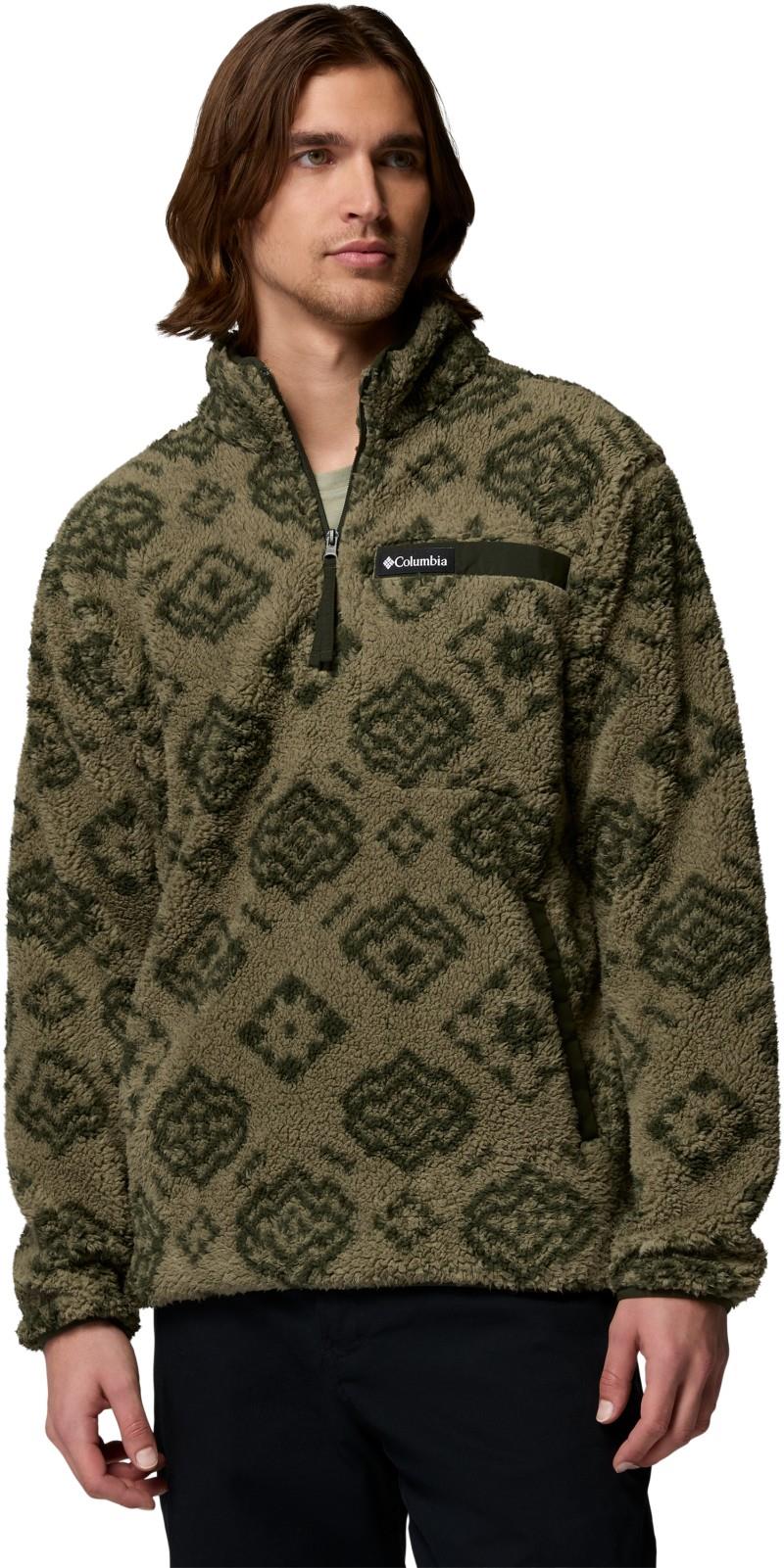 Rugged Ridge High Pile Half-Zip - Mens - stone green checked out / greenscape 1
