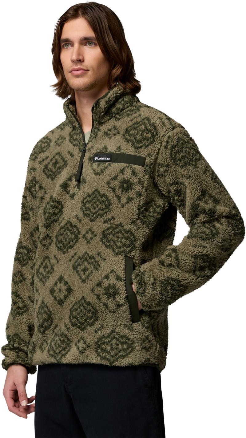 Rugged Ridge High Pile Half-Zip - Mens - stone green checked out / greenscape 1