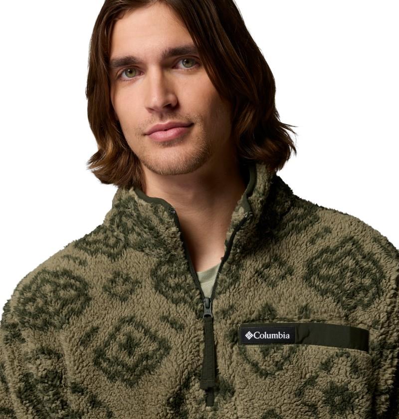 Rugged Ridge High Pile Half-Zip - Mens - stone green checked out / greenscape 1