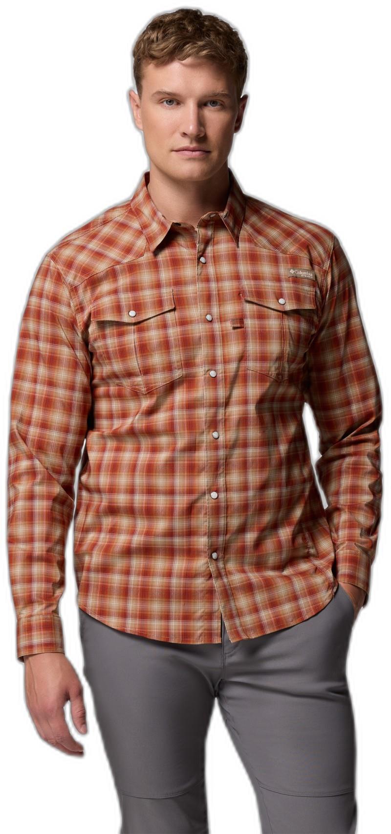 Saddle Point LS Western Shirt - Mens - red jasper spur plaid 1