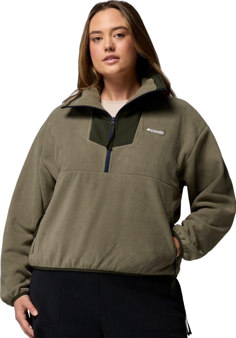 Sequoia Grove Half Zip Fleece, Extended - Womens - stone green / greenscape / collegiate navy 1