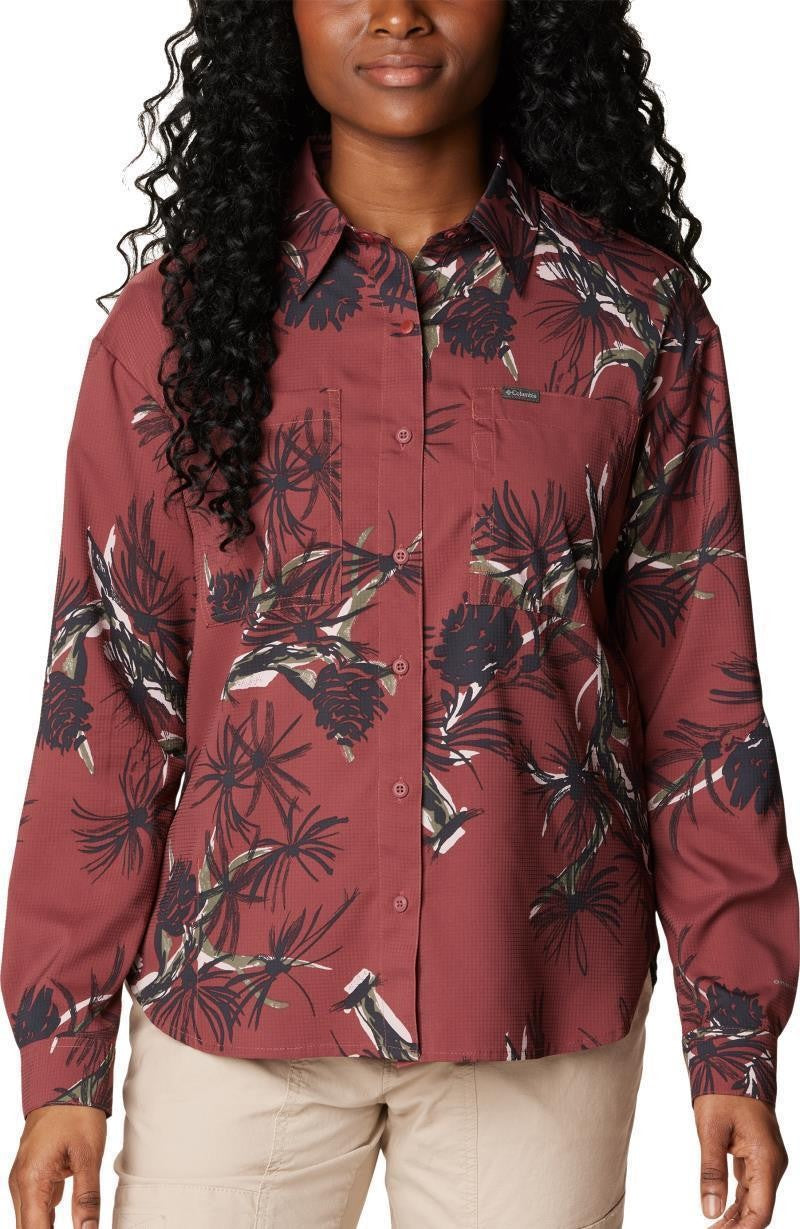 Silver Ridge Utility Patterned LS Shirt, Extended - Womens - beetroot pinecones 1