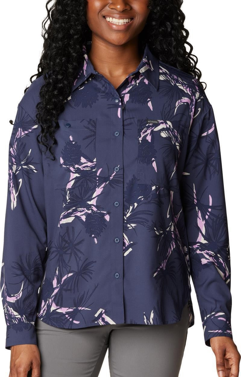 Silver Ridge Utility Patterned LS Shirt, Extended - Womens - nocturnal pinecones 1