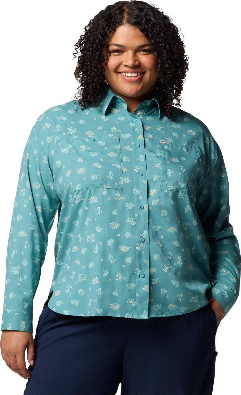 Silver Ridge Utility Patterned LS Shirt, Extended - Womens - teal deserted 1