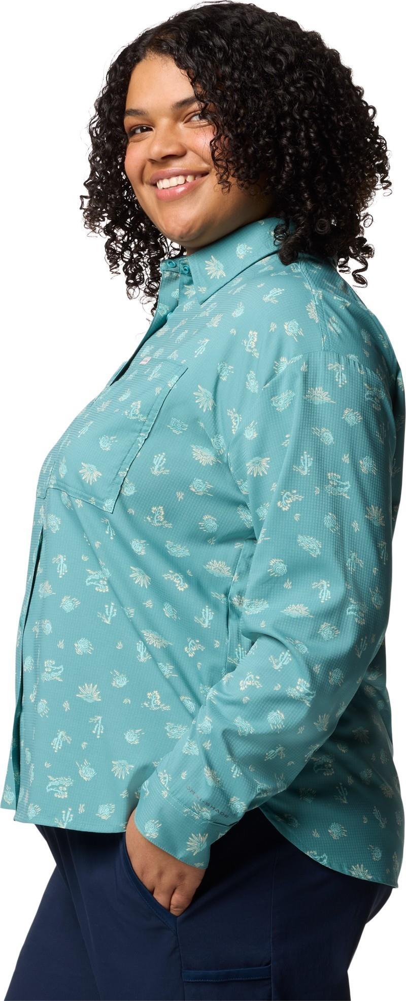 Silver Ridge Utility Patterned LS Shirt, Extended - Womens - teal deserted 1