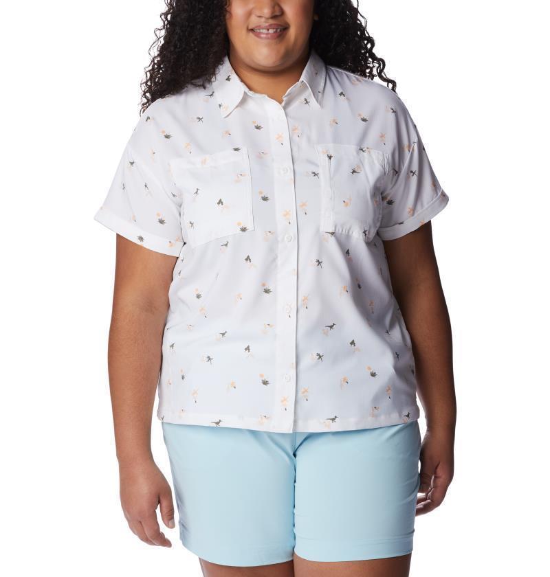 Silver Ridge Utility SS Shirt - Plus - Womens - White / Baja Blitz 1