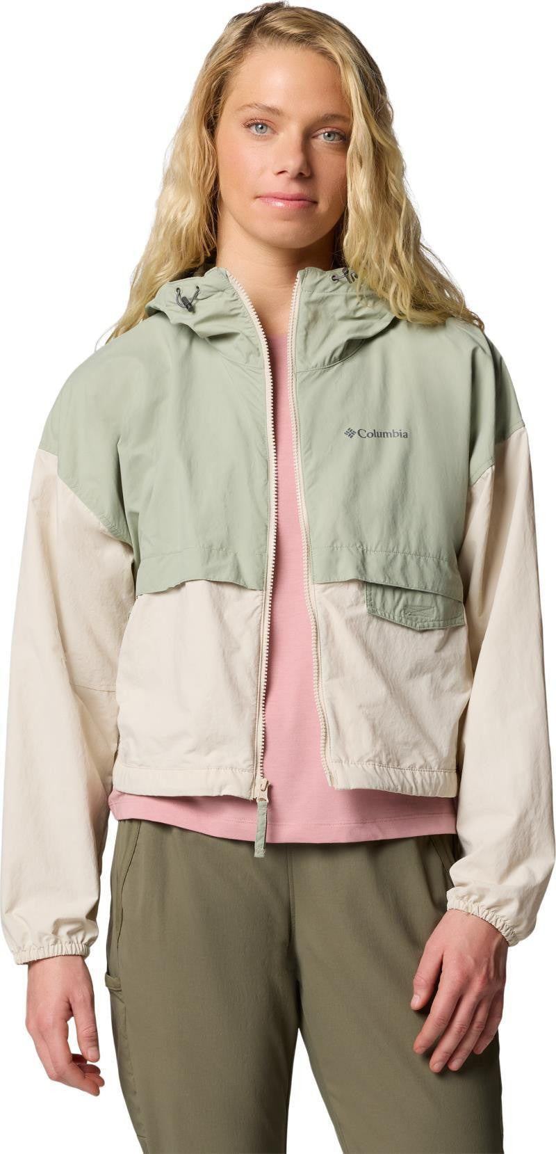 Spire Valley Cropped Windbreaker - Womens - safari / dark stone 1