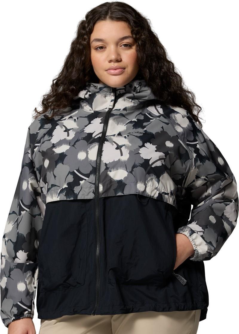 Spire Valley Printed Windbreaker, Extended - Womens - black ikatbloom print / black 1
