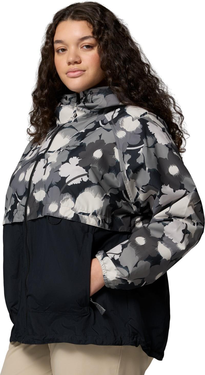 Spire Valley Printed Windbreaker, Extended - Womens - black ikatbloom print / black 1