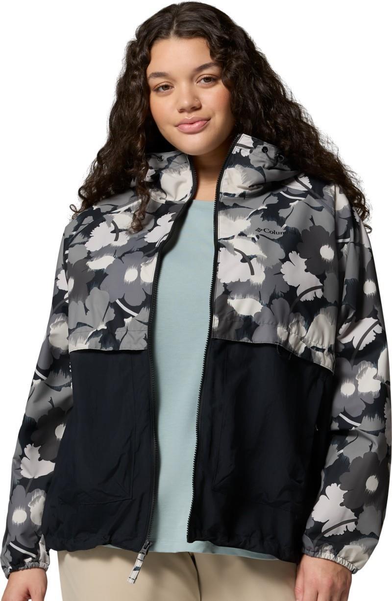 Spire Valley Printed Windbreaker, Extended - Womens - black ikatbloom print / black 1
