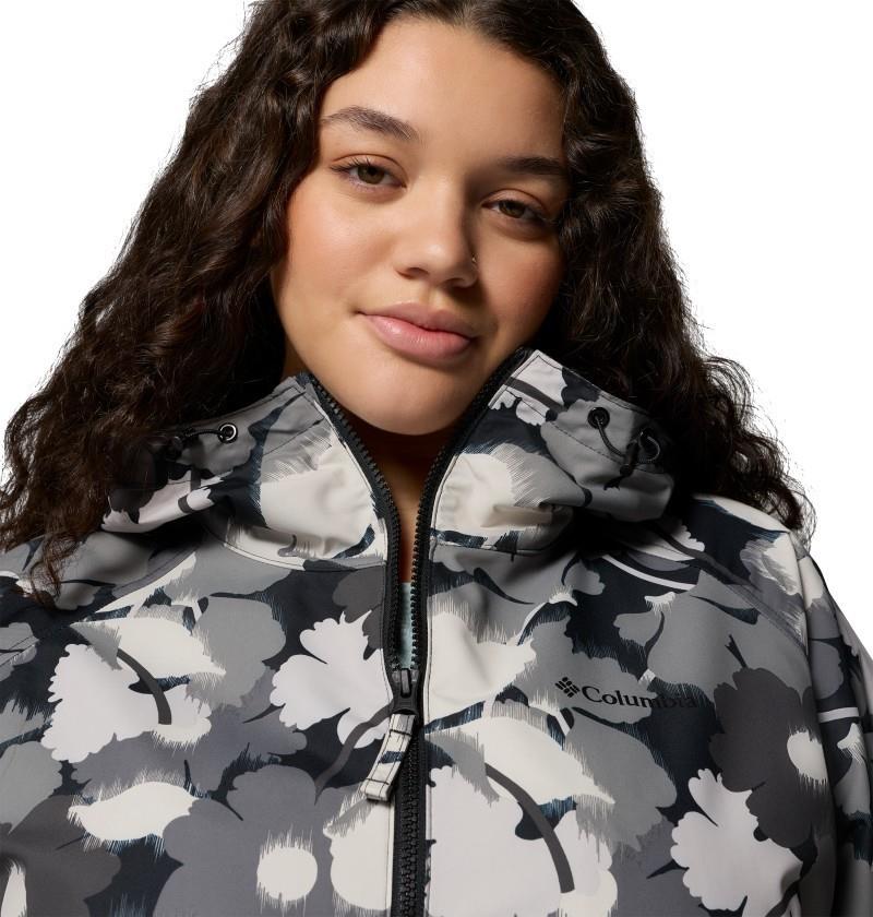 Spire Valley Printed Windbreaker, Extended - Womens - black ikatbloom print / black 1