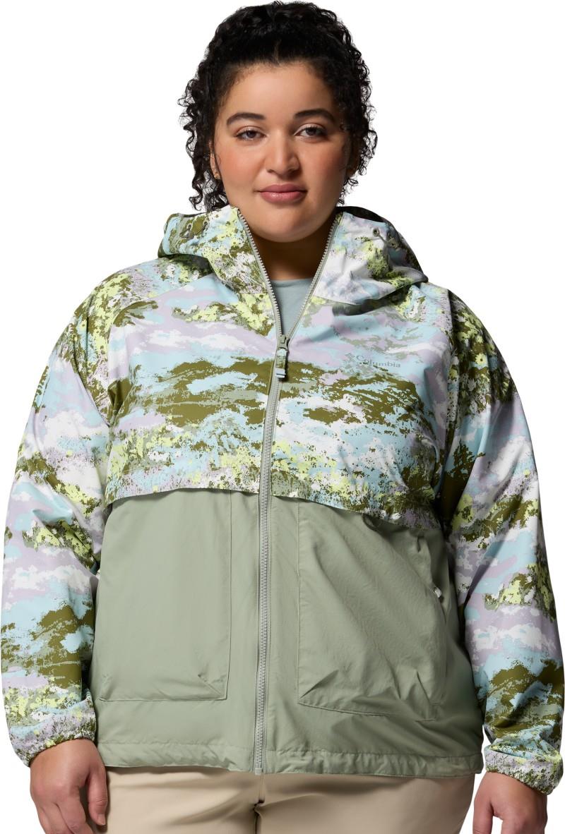Spire Valley Printed Windbreaker, Extended - Womens - citron haze fieldaze print / safari 1