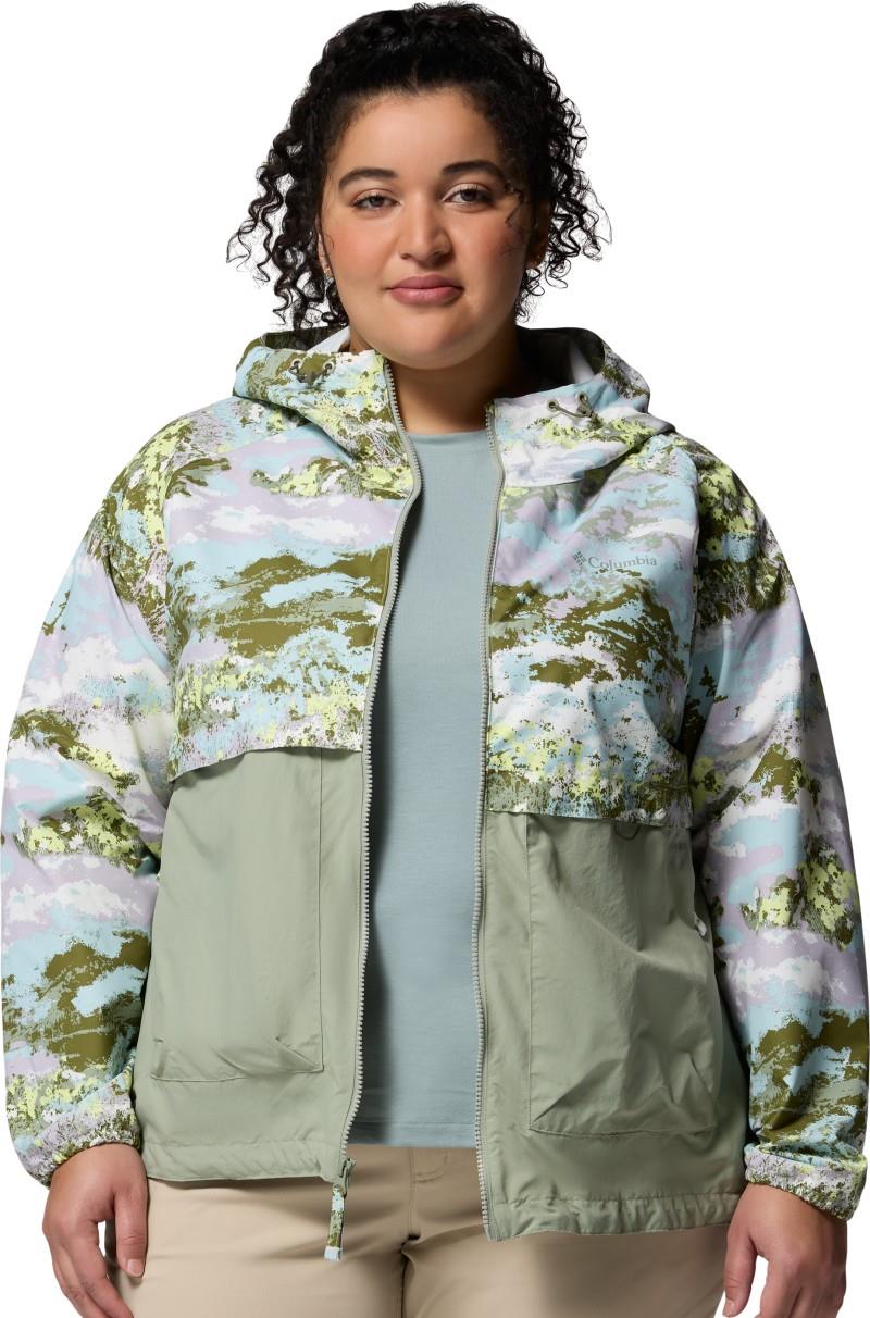 Spire Valley Printed Windbreaker, Extended - Womens - citron haze fieldaze print / safari 1