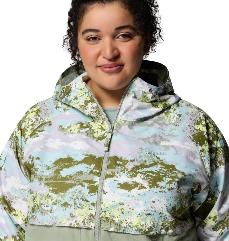 Spire Valley Printed Windbreaker, Extended - Womens - citron haze fieldaze print / safari 1