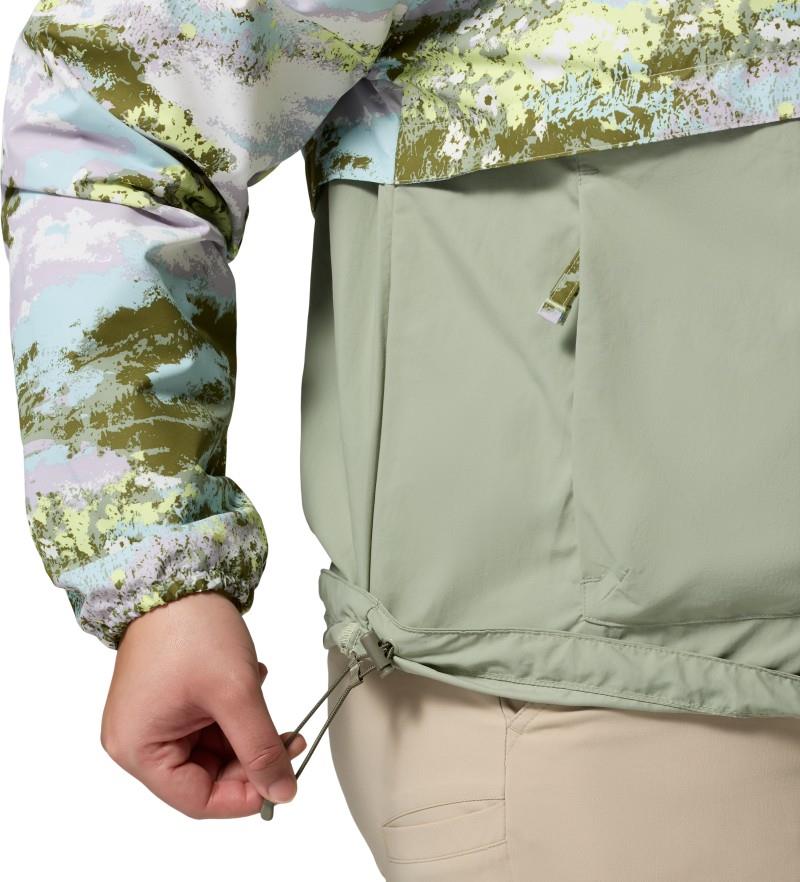 Spire Valley Printed Windbreaker, Extended - Womens - citron haze fieldaze print / safari 1