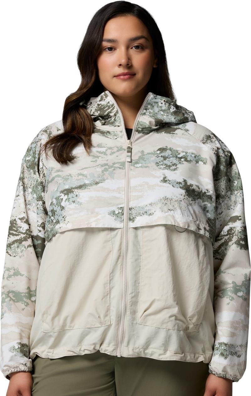 Spire Valley Printed Windbreaker, Extended - Womens - safari fieldaze print / dark stone 1