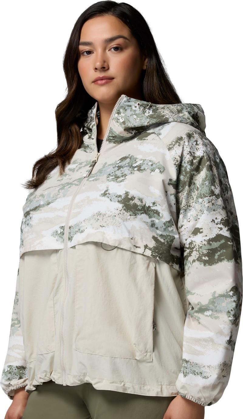 Spire Valley Printed Windbreaker, Extended - Womens - safari fieldaze print / dark stone 1