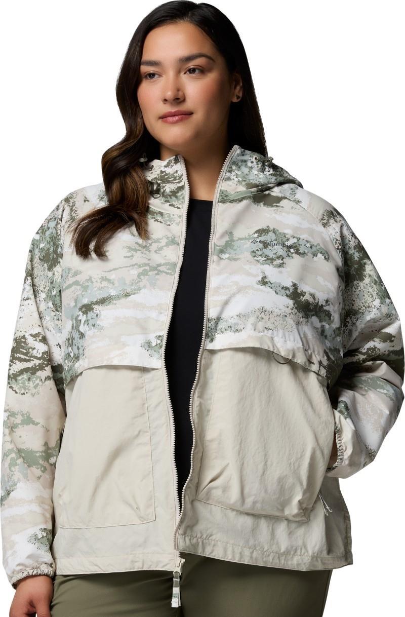 Spire Valley Printed Windbreaker, Extended - Womens - safari fieldaze print / dark stone 1