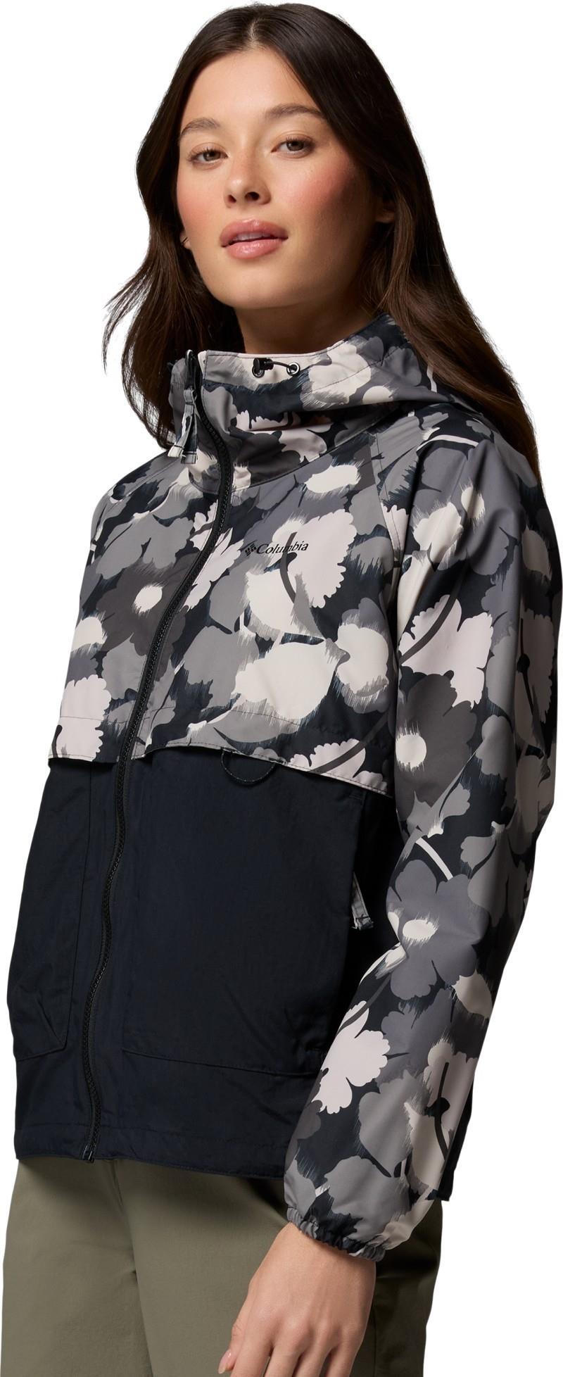 Spire Valley Printed Windbreaker - Womens - black ikatbloom print / black 1