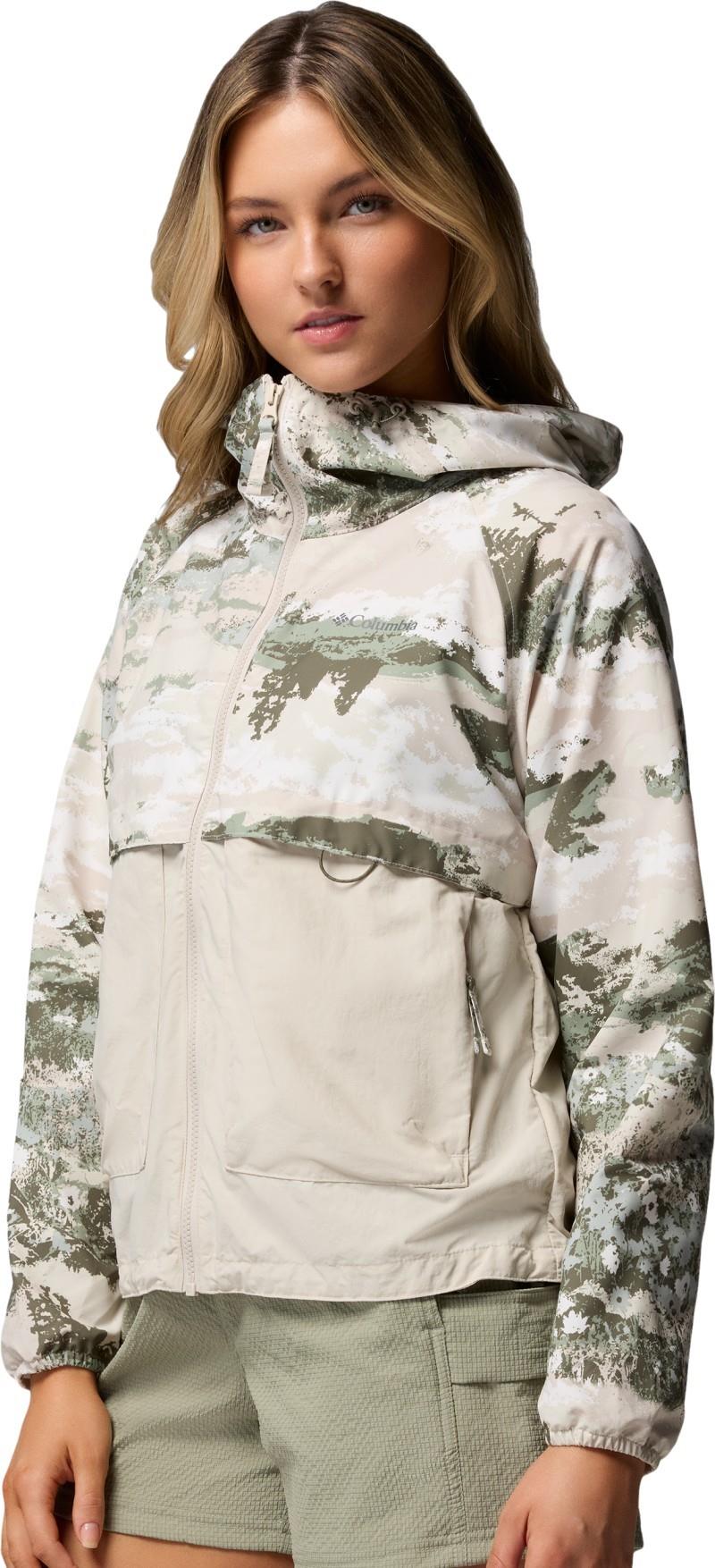 Spire Valley Printed Windbreaker - Womens - safari fieldaze print / dark stone 1
