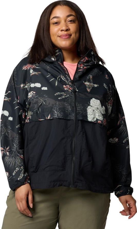 Spire Valley Windbreaker, Printed, Extended - Womens - black outbacked / black 1