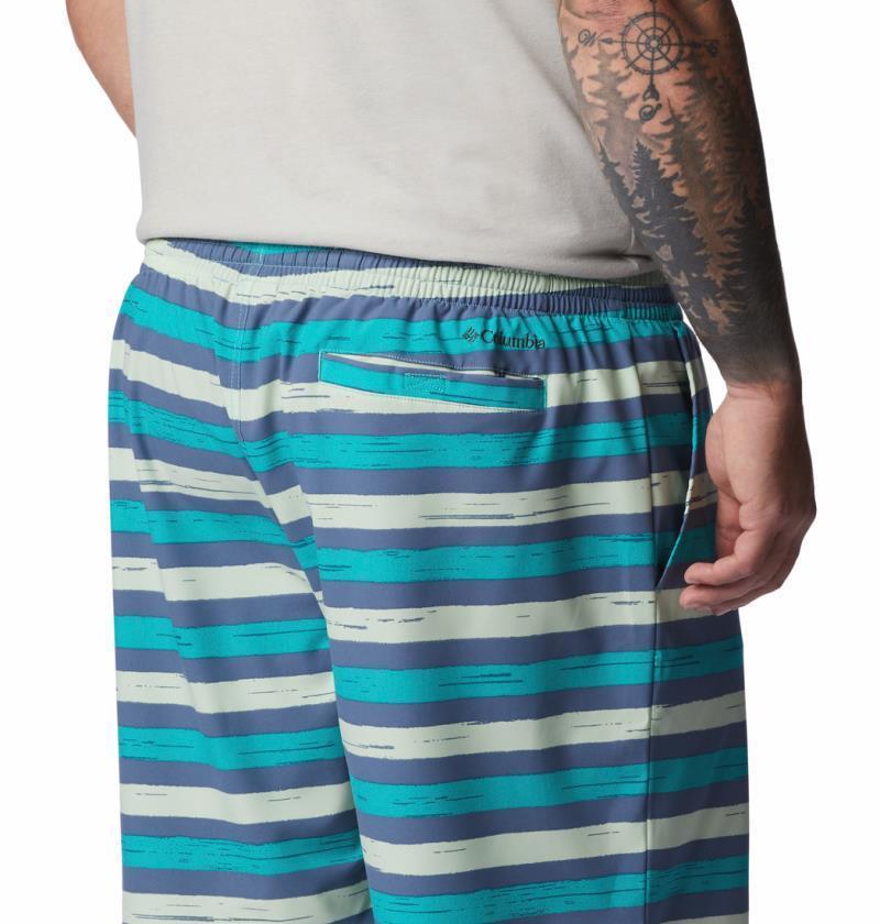 Summertide Stretch Printed Shorts, 8" Inseam - Big - Mens - Bright Aqua Marker Stripe 5