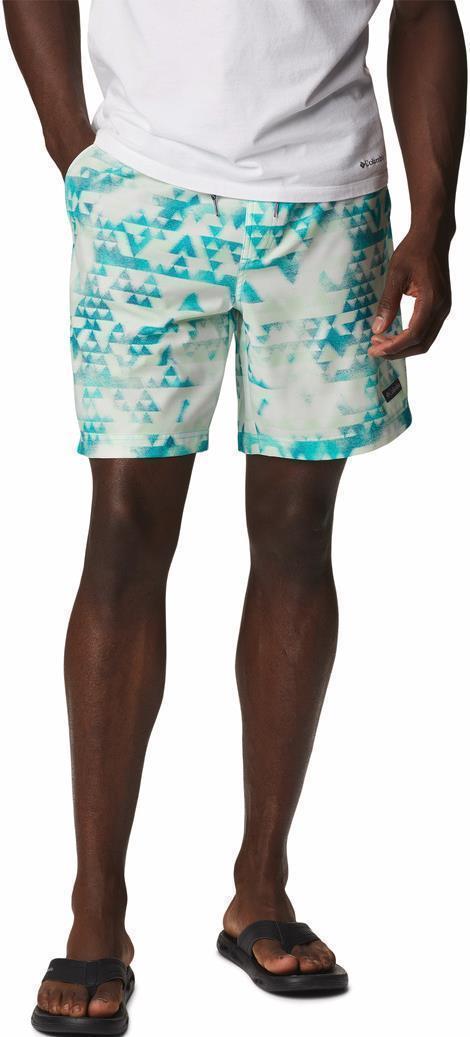 Summertide Stretch Printed Shorts, 8" Inseam - Mens - Bright Aqua Distant Peaks 1