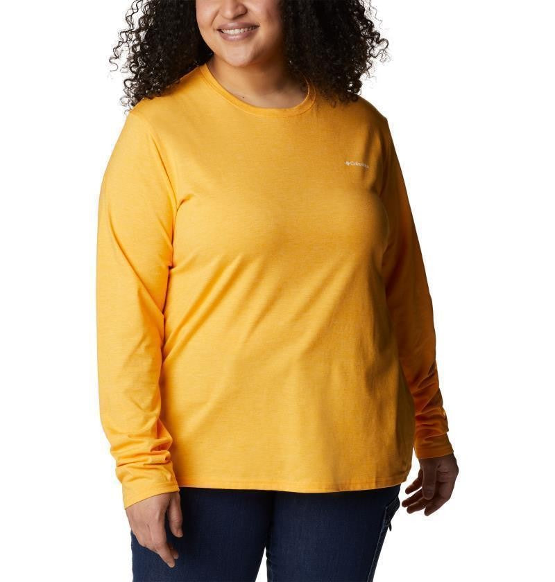 Sun Trek LS Tee - Plus - Womens - mango heather 1