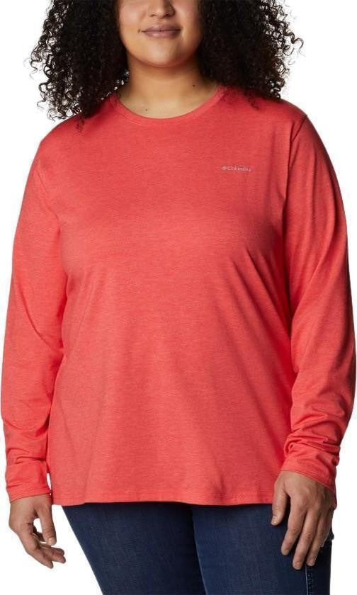 Sun Trek LS Tee - Plus - Womens - red hibiscus heather 1