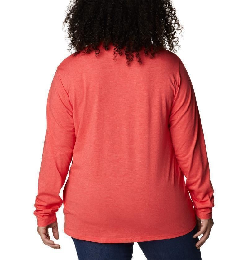 Sun Trek LS Tee - Plus - Womens - red hibiscus heather 1