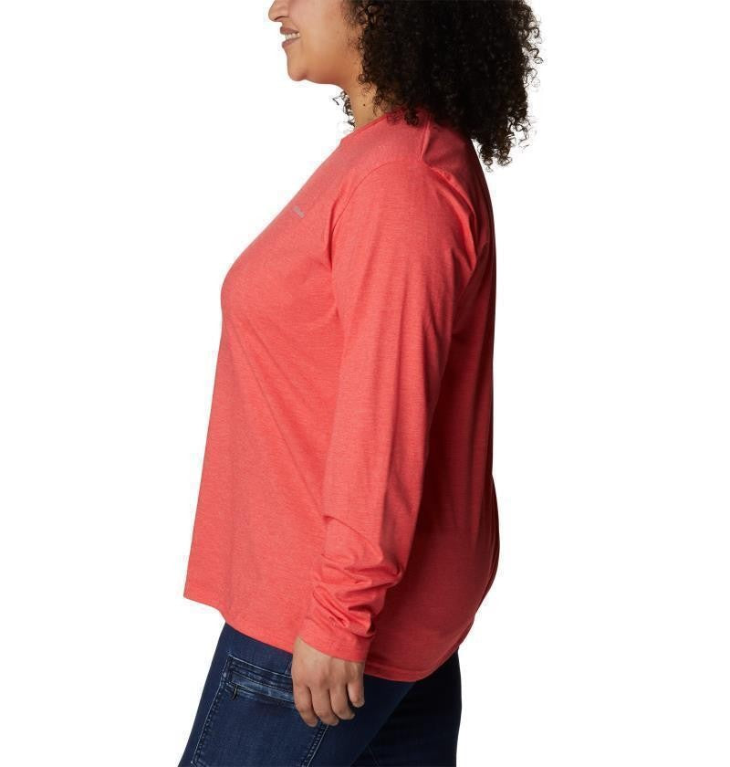 Sun Trek LS Tee - Plus - Womens - red hibiscus heather 1
