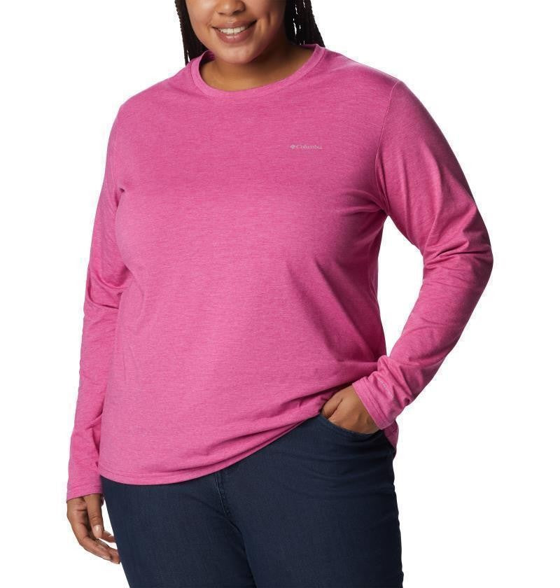 Sun Trek LS Tee - Plus - Womens - wild fuchsia heather 1