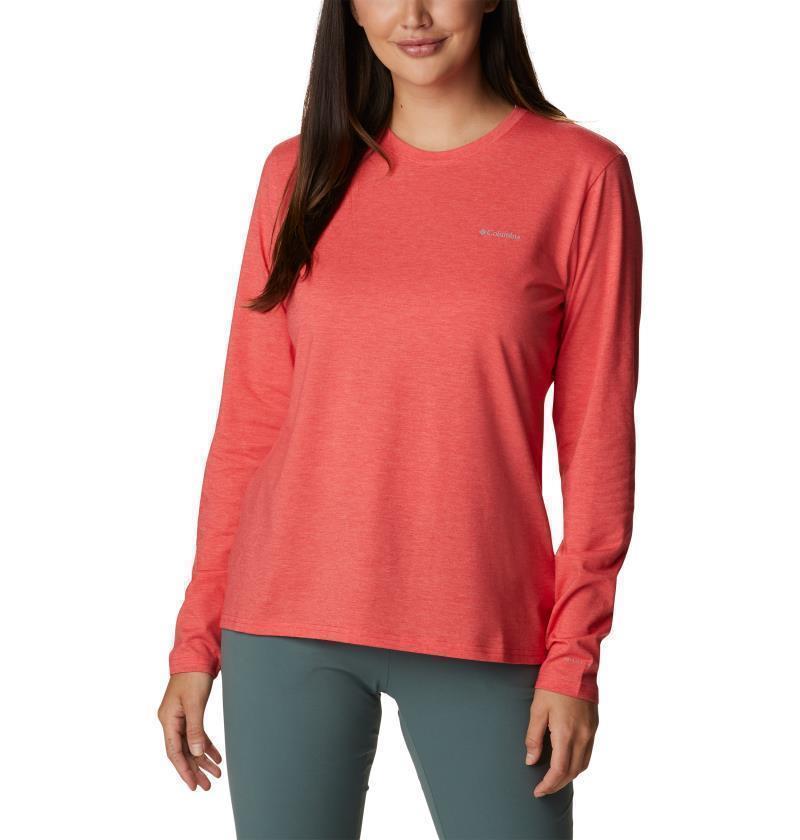 Sun Trek LS Tee - Womens - Red Hibiscus Heather 1