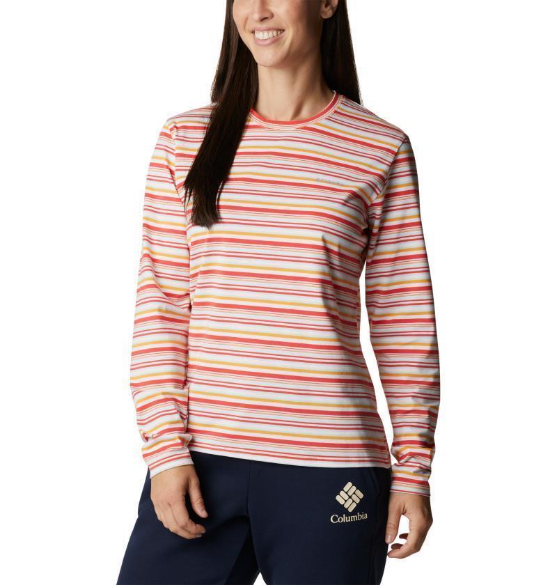 Sun Trek Pattern LS Tee - Womens - Coral Reef Multi Sunrise Stripe 1