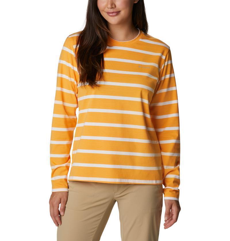 Sun Trek Pattern LS Tee - Womens - Mango Sunrise Stripe 1