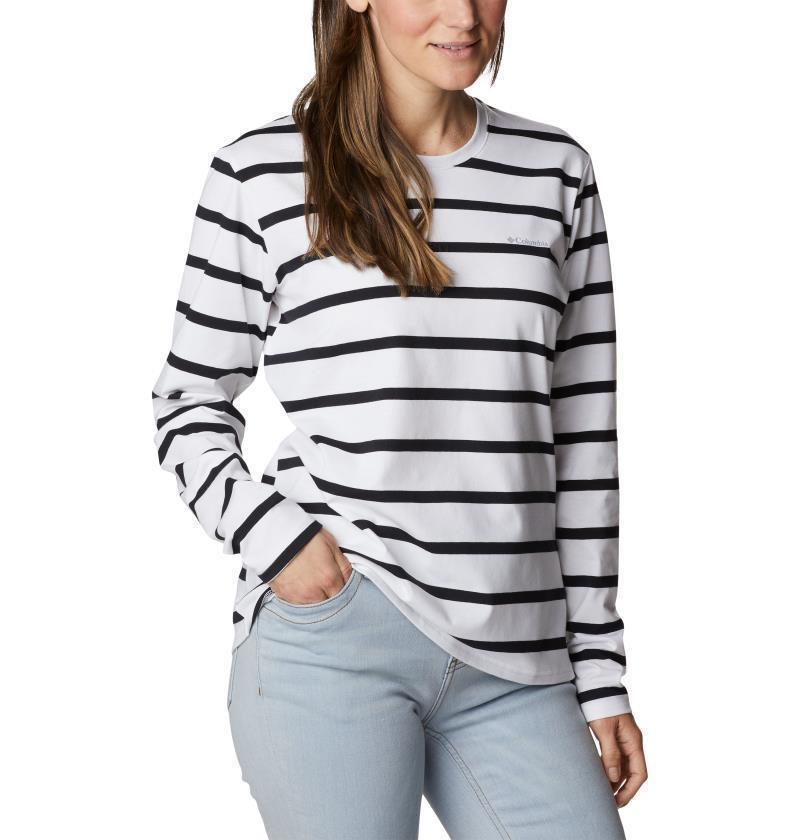 Sun Trek Pattern LS Tee - Womens - White Sun Shade Stripe 3