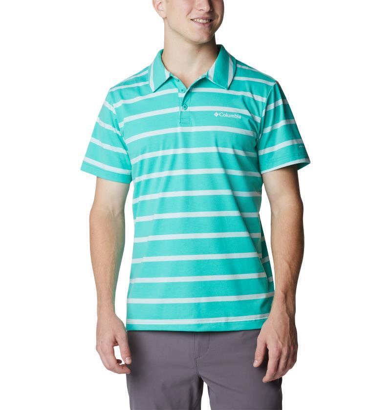 Sun Trek Polo - Tall - Mens - Electric Turquoise / Icy Morn Stripe 1