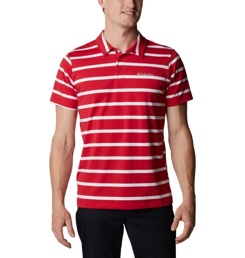 Sun Trek Polo - Tall - Mens - Mountain Red / White Stripe 1